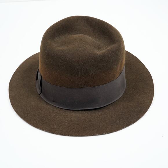 Vintage 1984 Indiana Jones Fedora Stetson Brown Felt Hat Size L - Picture 8 of 9